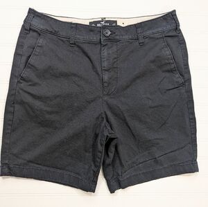 Hollister Black 7" Flat Front Woven Shorts